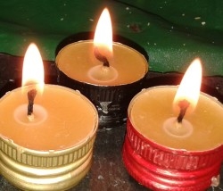 Tealight Candles in Bottle Tops